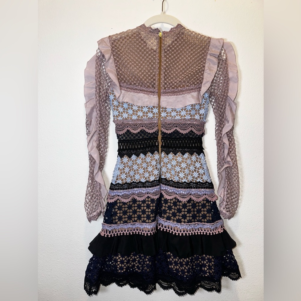 Self-Portrait Bellis Lace Trim Dress With Frilled Sleeves - Picture 13 of 16